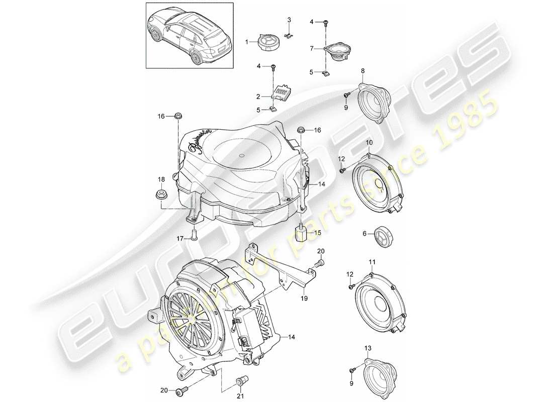 Porsche Cayenne E2 (2013) loudspeaker Part Diagram