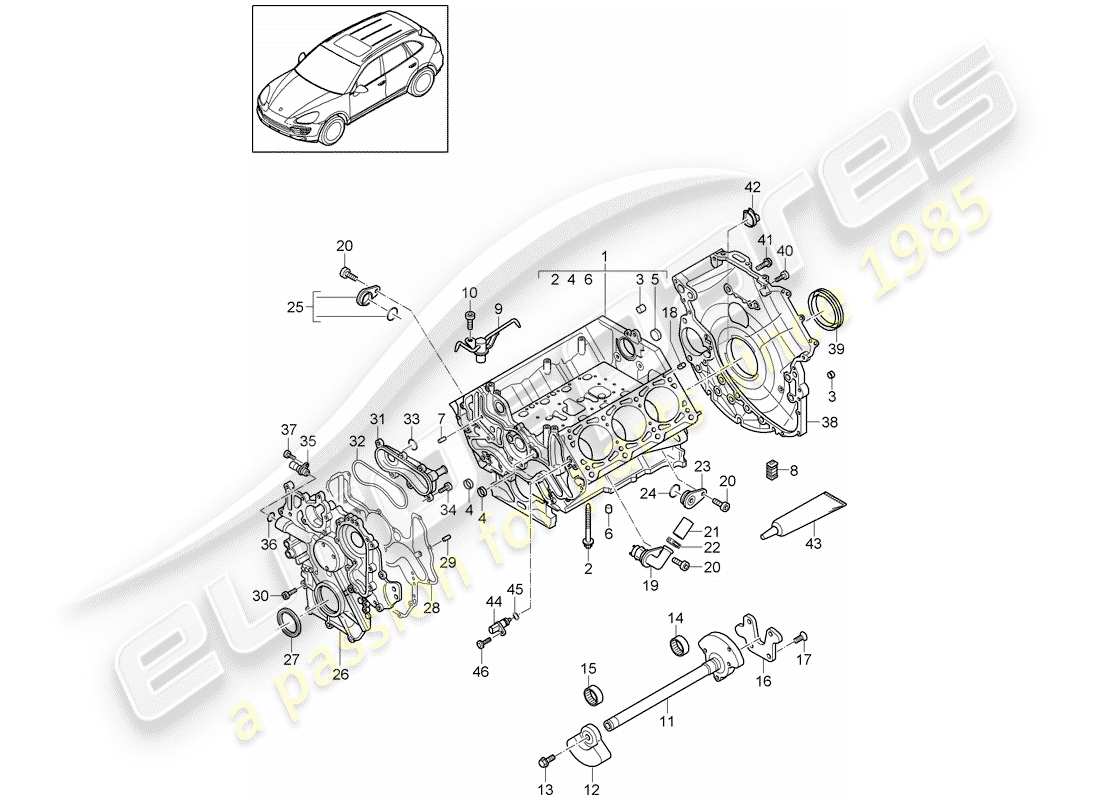 Porsche Cayenne E2 (2015) crankcase Part Diagram
