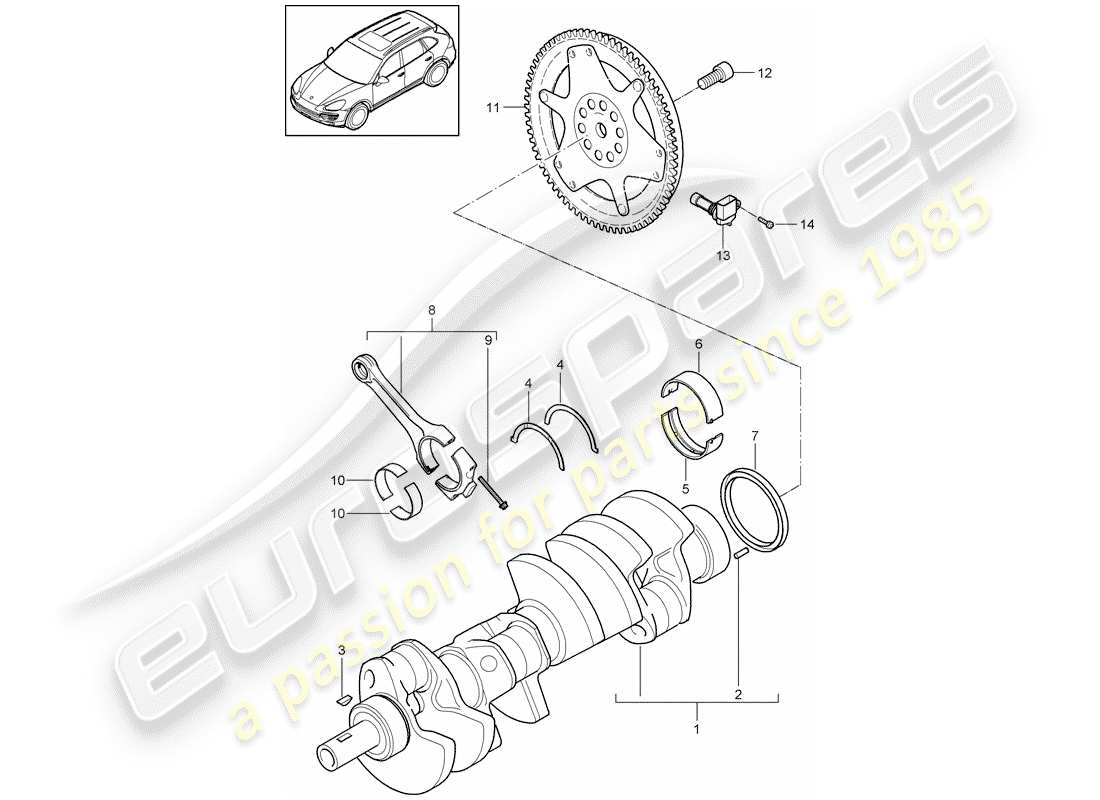 Porsche Cayenne E2 (2015) crankshaft Part Diagram