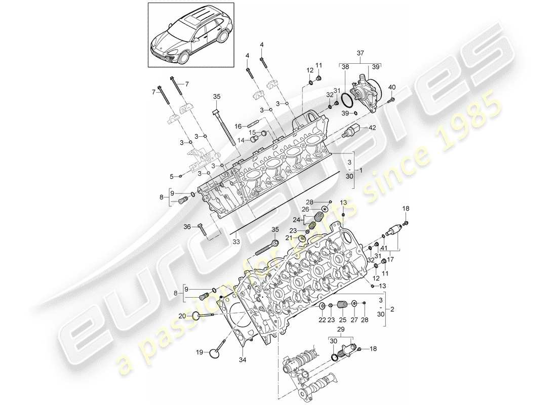 Porsche Cayenne E2 (2015) CYLINDER HEAD Part Diagram