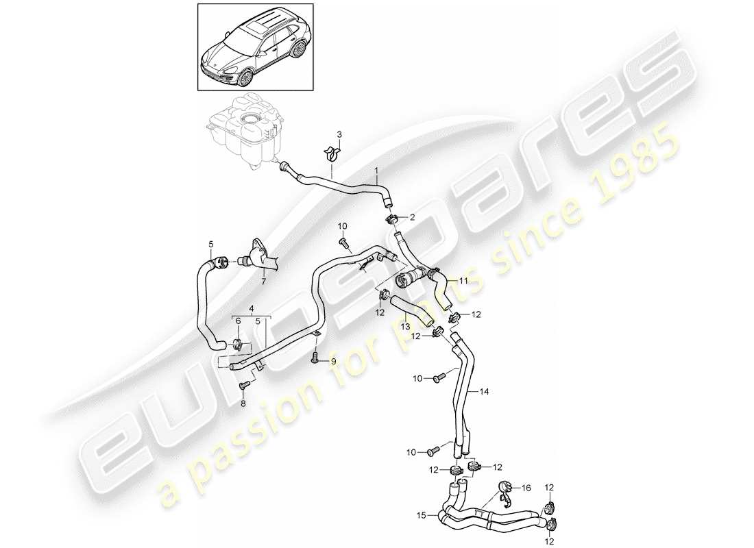 Porsche Cayenne E2 (2015) water cooling 4 Part Diagram