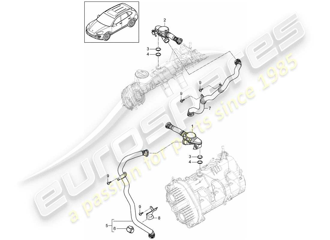Porsche Cayenne E2 (2015) crankcase breather Parts Diagram