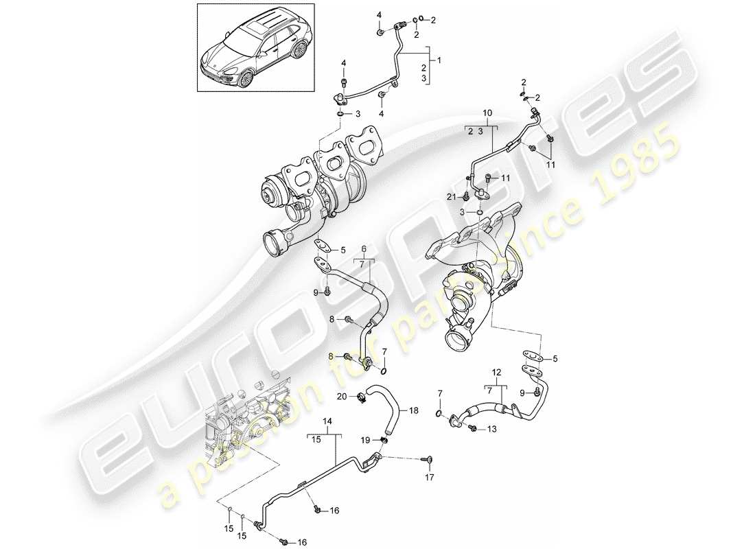 Porsche Cayenne E2 (2015) OIL PIPE Part Diagram