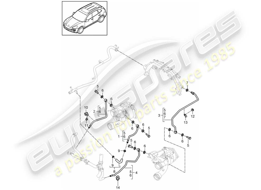 Porsche Cayenne E2 (2015) EXHAUST GAS TURBOCHARGER Part Diagram