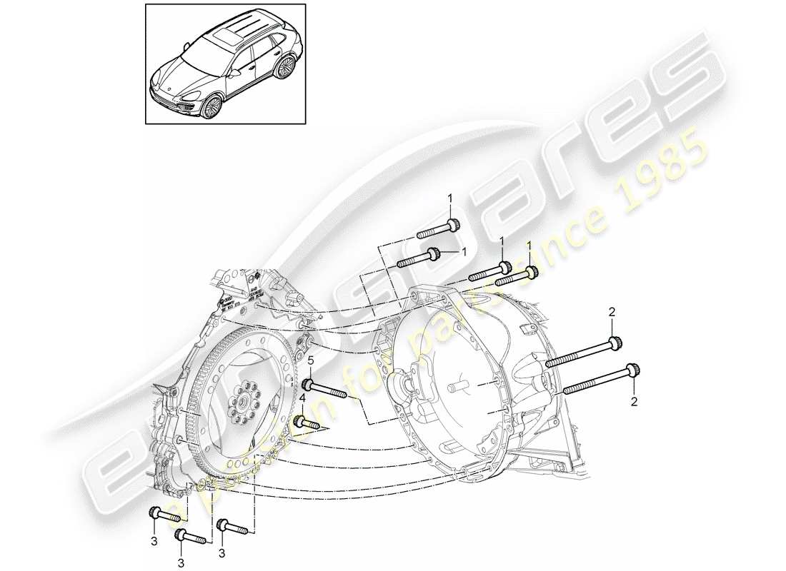 Porsche Cayenne E2 (2015) mounting parts for engine and Part Diagram