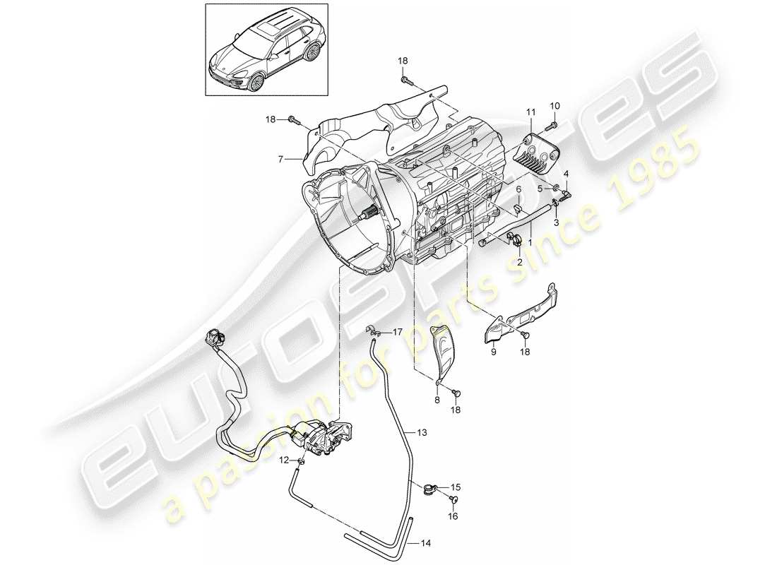 Porsche Cayenne E2 (2015) 8-SPEED automatic gearbox Parts Diagram