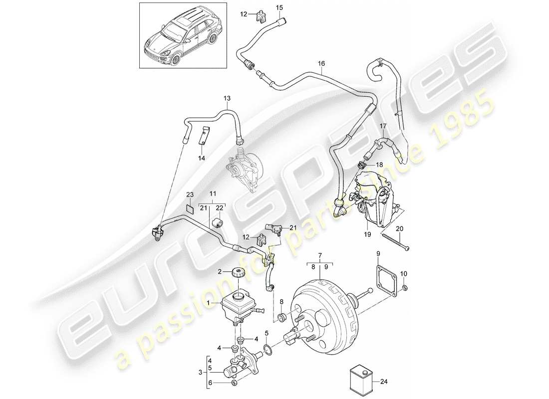 Porsche Cayenne E2 (2015) brake master cylinder Part Diagram