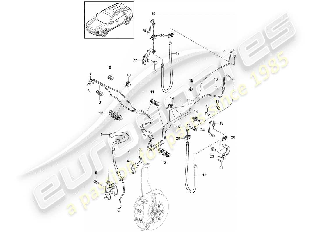 Porsche Cayenne E2 (2015) brake line Parts Diagram