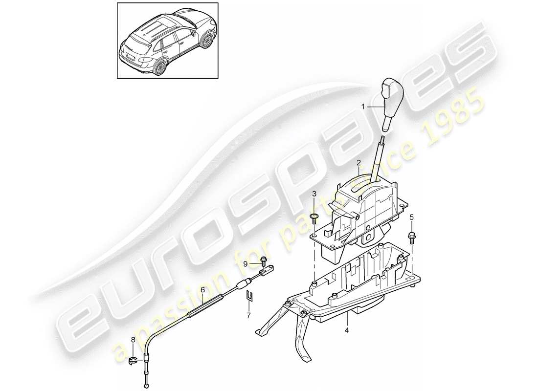Porsche Cayenne E2 (2015) selector lever Part Diagram