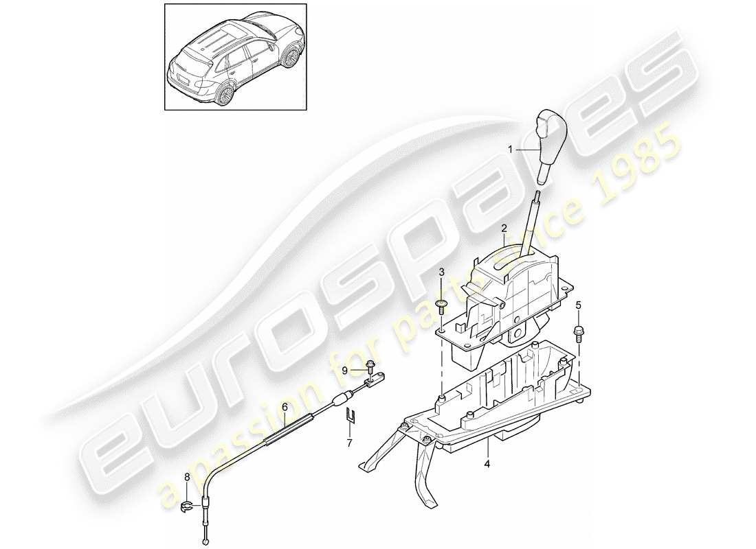 Porsche Cayenne E2 (2015) selector lever Parts Diagram