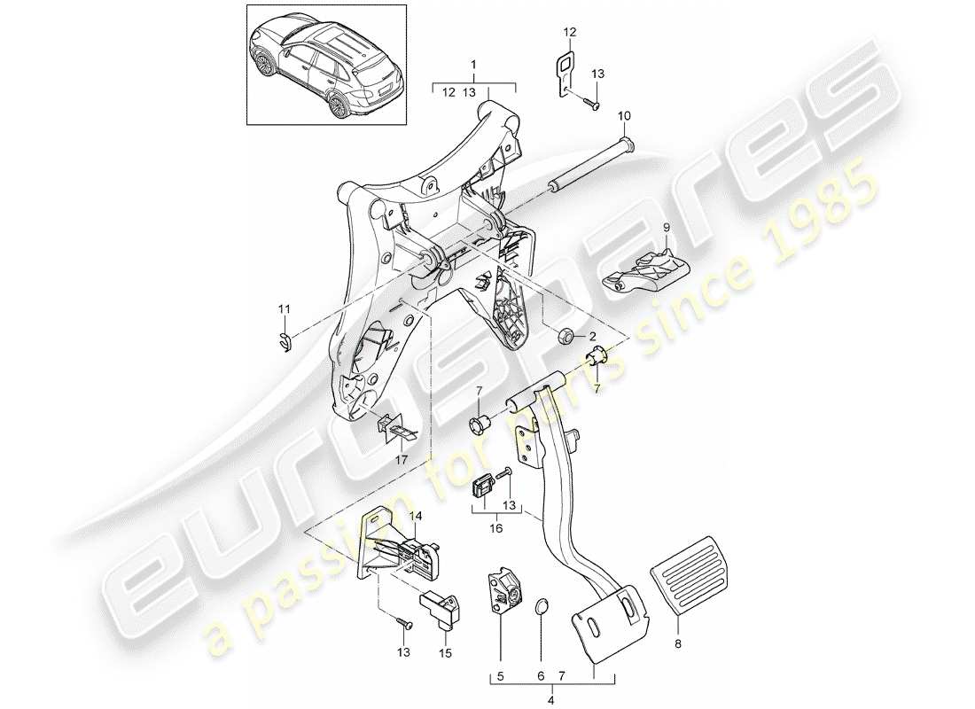 Porsche Cayenne E2 (2015) Pedals Part Diagram