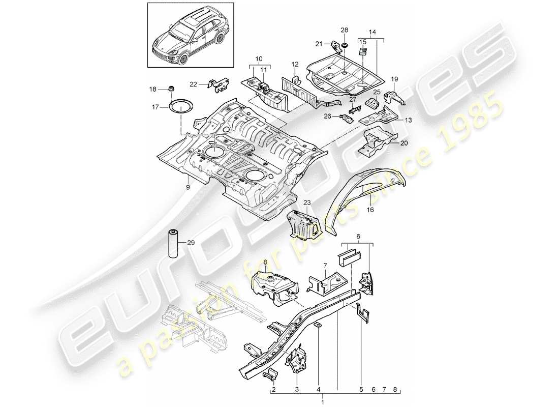 Porsche Cayenne E2 (2015) REAR END Part Diagram