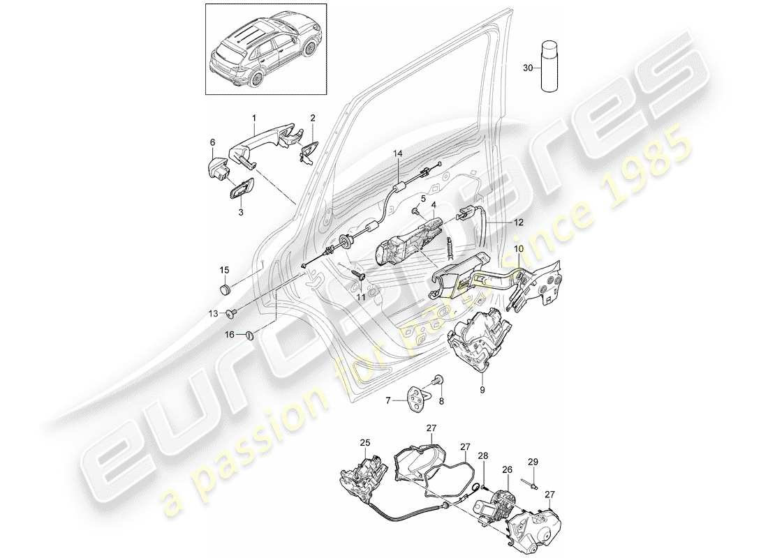 Porsche Cayenne E2 (2015) door handle Part Diagram