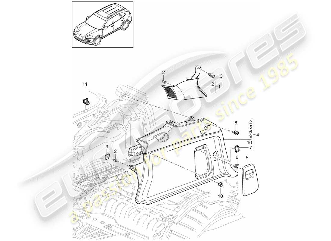 Porsche Cayenne E2 (2015) LINING Part Diagram