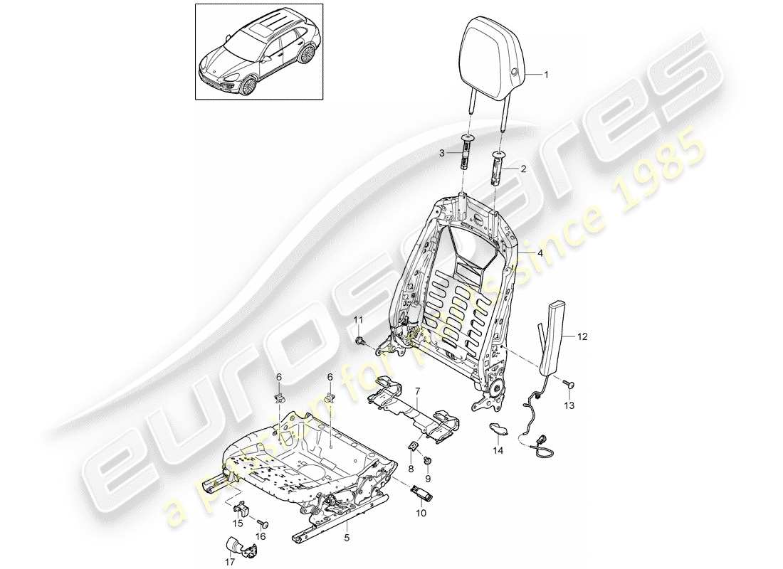 Porsche Cayenne E2 (2015) FRAME - BACKREST Part Diagram