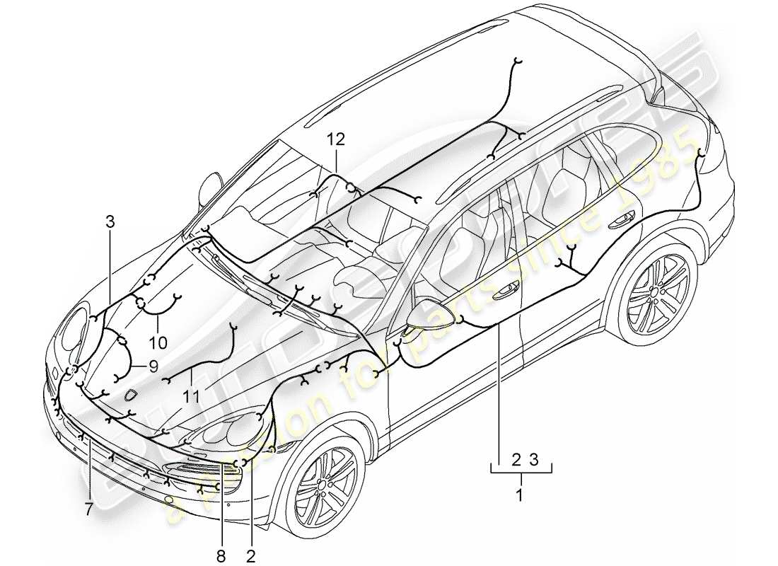 Porsche Cayenne E2 (2015) wiring harnesses Part Diagram