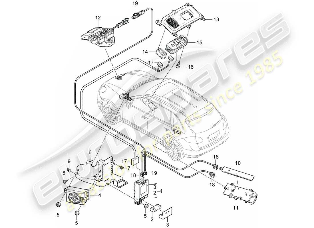 Porsche Cayenne E2 (2015) EMERGENCY CALL MODULE Part Diagram