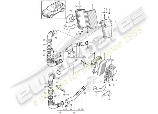 a part diagram from the Porsche Cayenne E2 (2016) parts catalogue