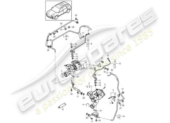 a part diagram from the Porsche Cayenne E2 (2016) parts catalogue