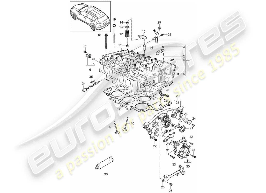 Porsche Cayenne E2 (2017) CYLINDER HEAD Part Diagram