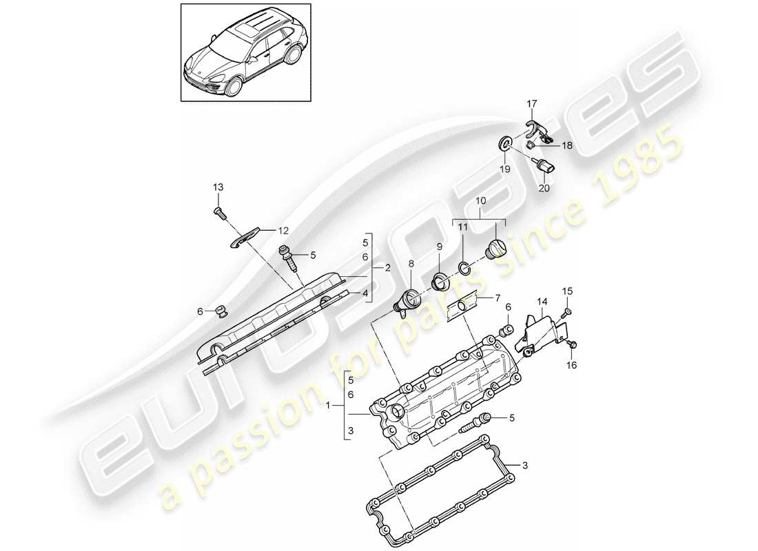 Porsche Cayenne E2 (2017) valve cover Part Diagram