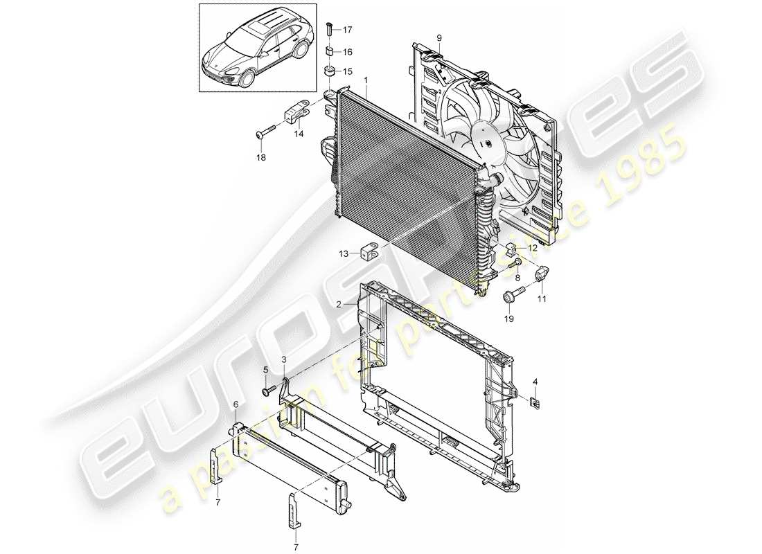 Porsche Cayenne E2 (2017) water cooling 3 Part Diagram