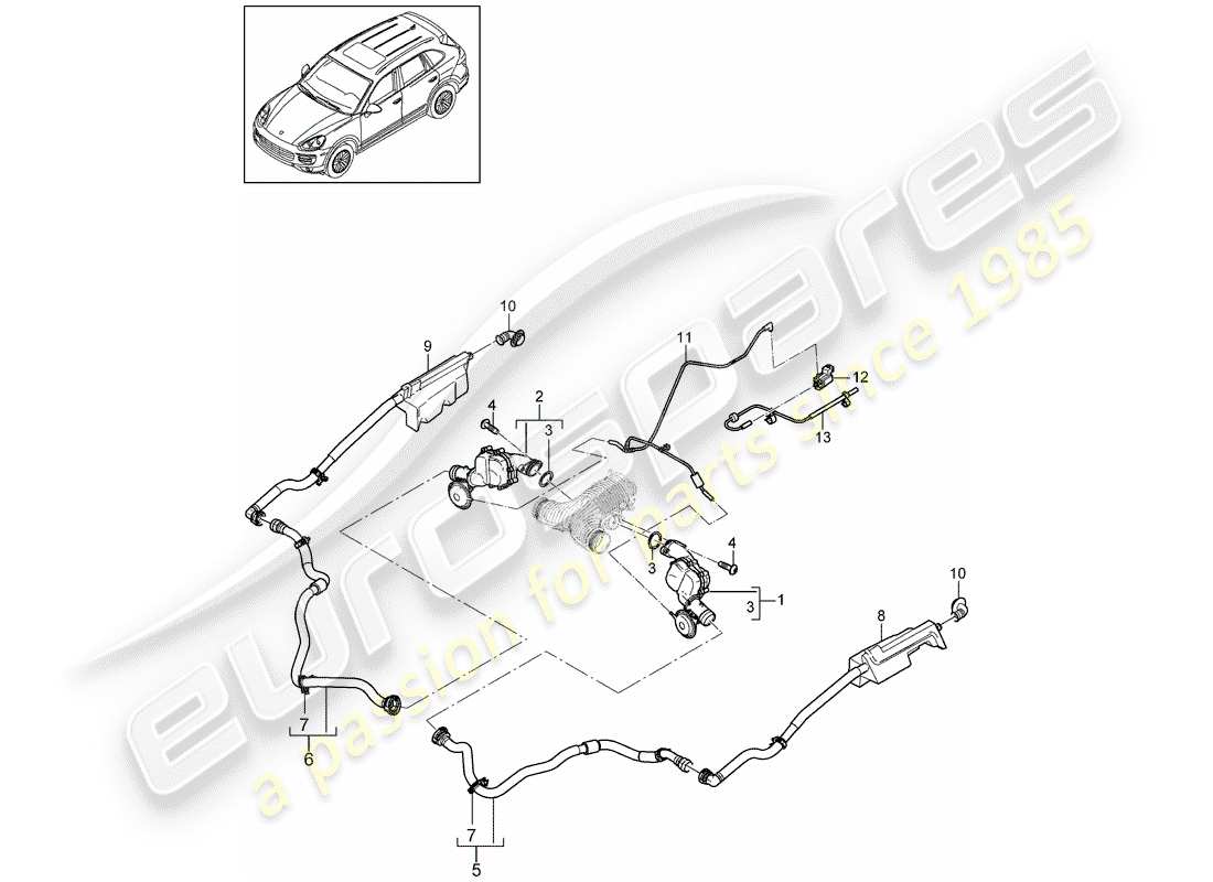 Porsche Cayenne E2 (2017) CHARGE AIR COOLER Part Diagram