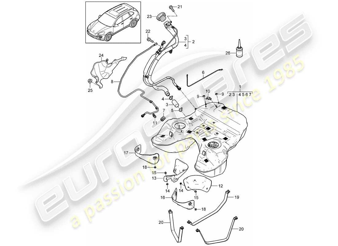 Porsche Cayenne E2 (2017) FUEL TANK Part Diagram