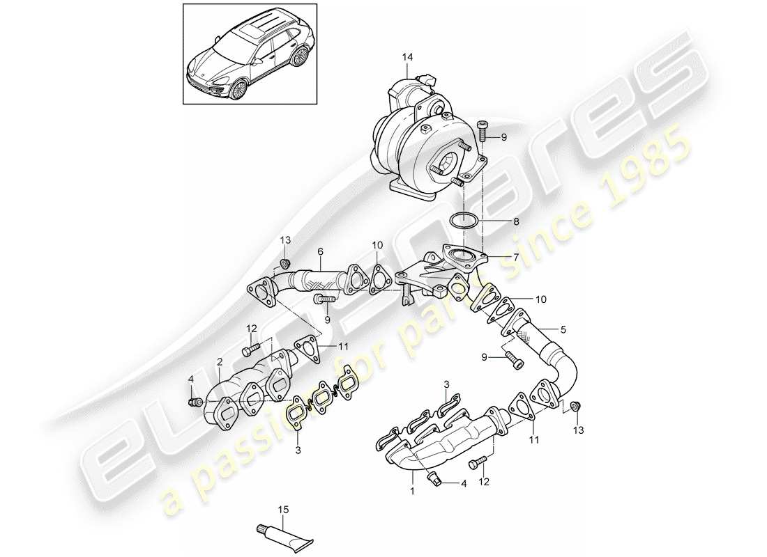 Porsche Cayenne E2 (2017) Exhaust System Part Diagram