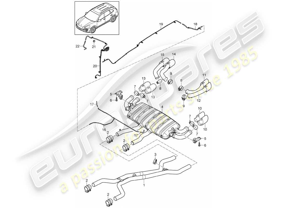 Porsche Cayenne E2 (2017) Exhaust System Part Diagram