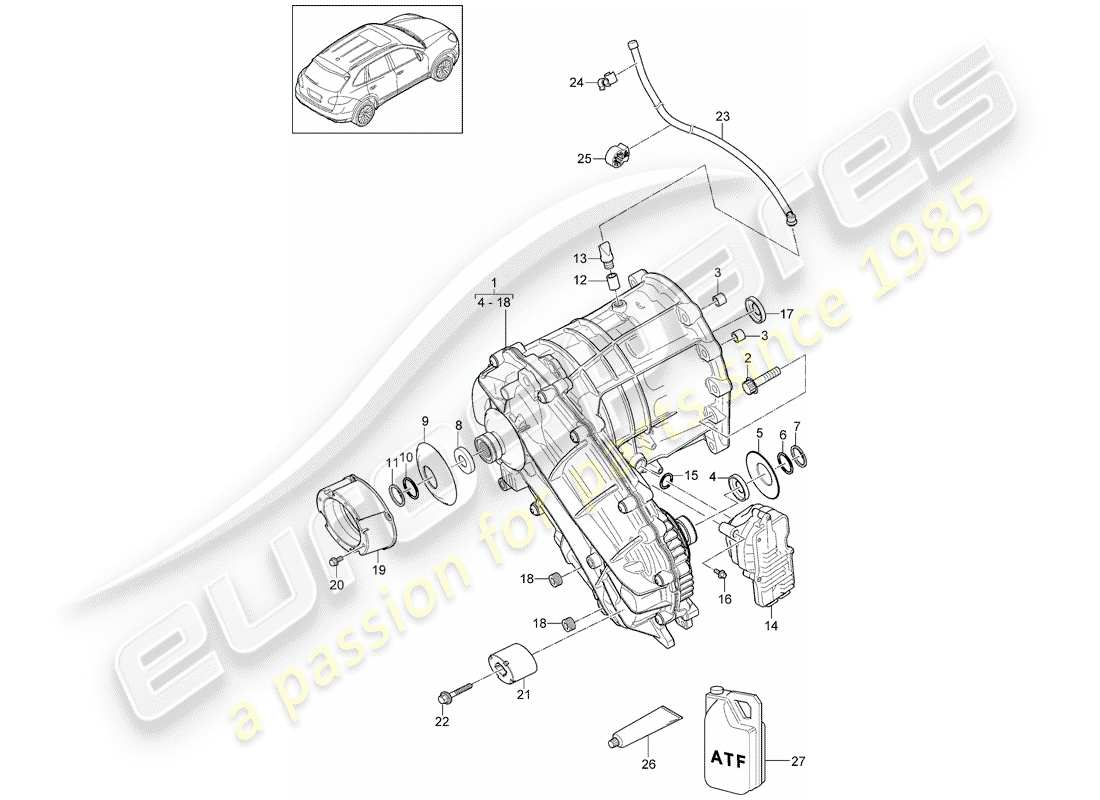 Porsche Cayenne E2 (2017) transfer box Part Diagram