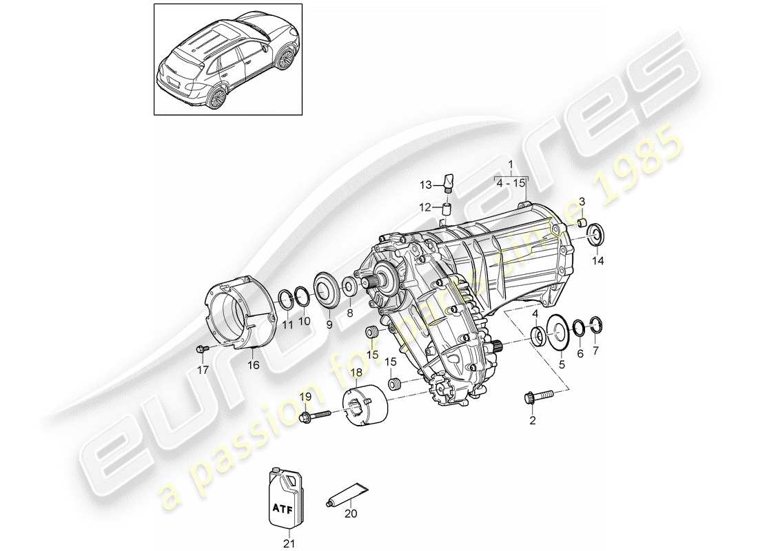 Porsche Cayenne E2 (2017) transfer box Part Diagram