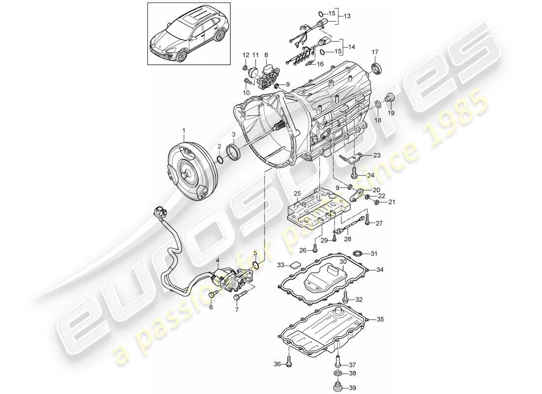 Porsche Cayenne E2 (2017) 8-SPEED automatic gearbox Part Diagram