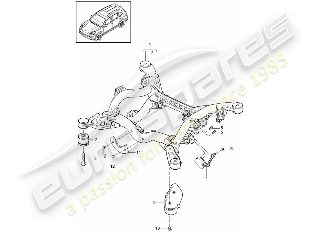 Porsche Cayenne E2 (2017) rear axle Part Diagram
