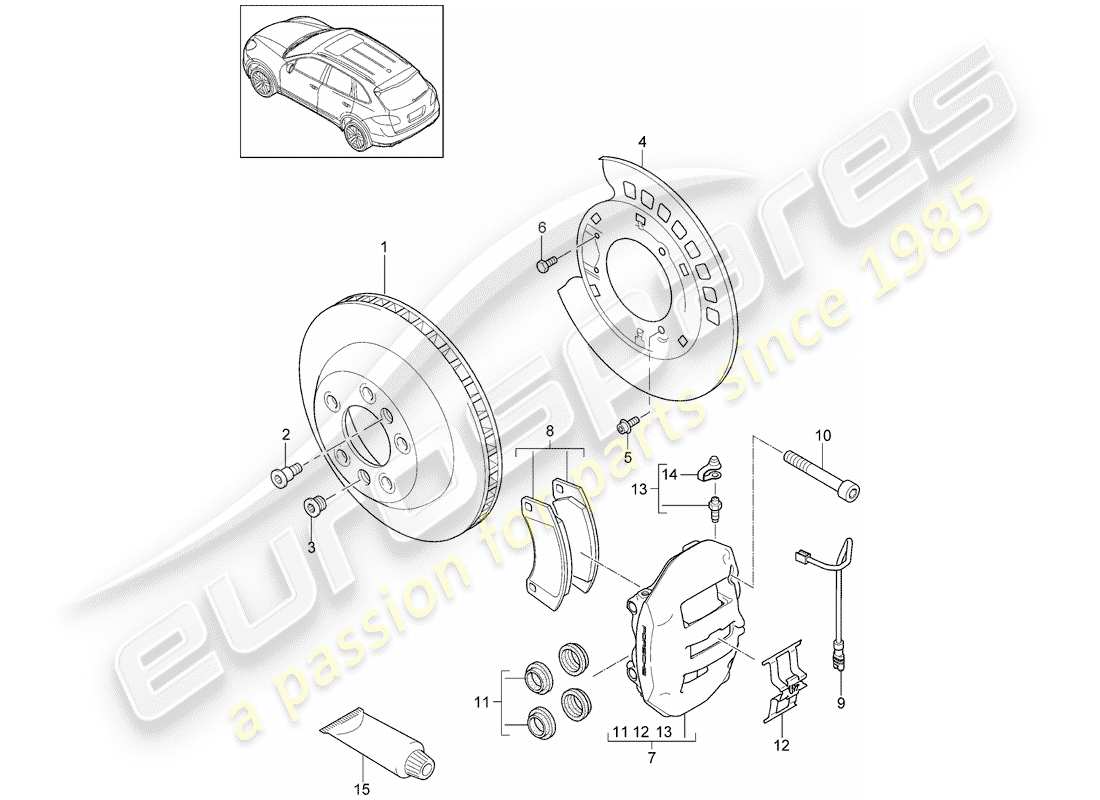 Porsche Cayenne E2 (2017) disc brakes Part Diagram