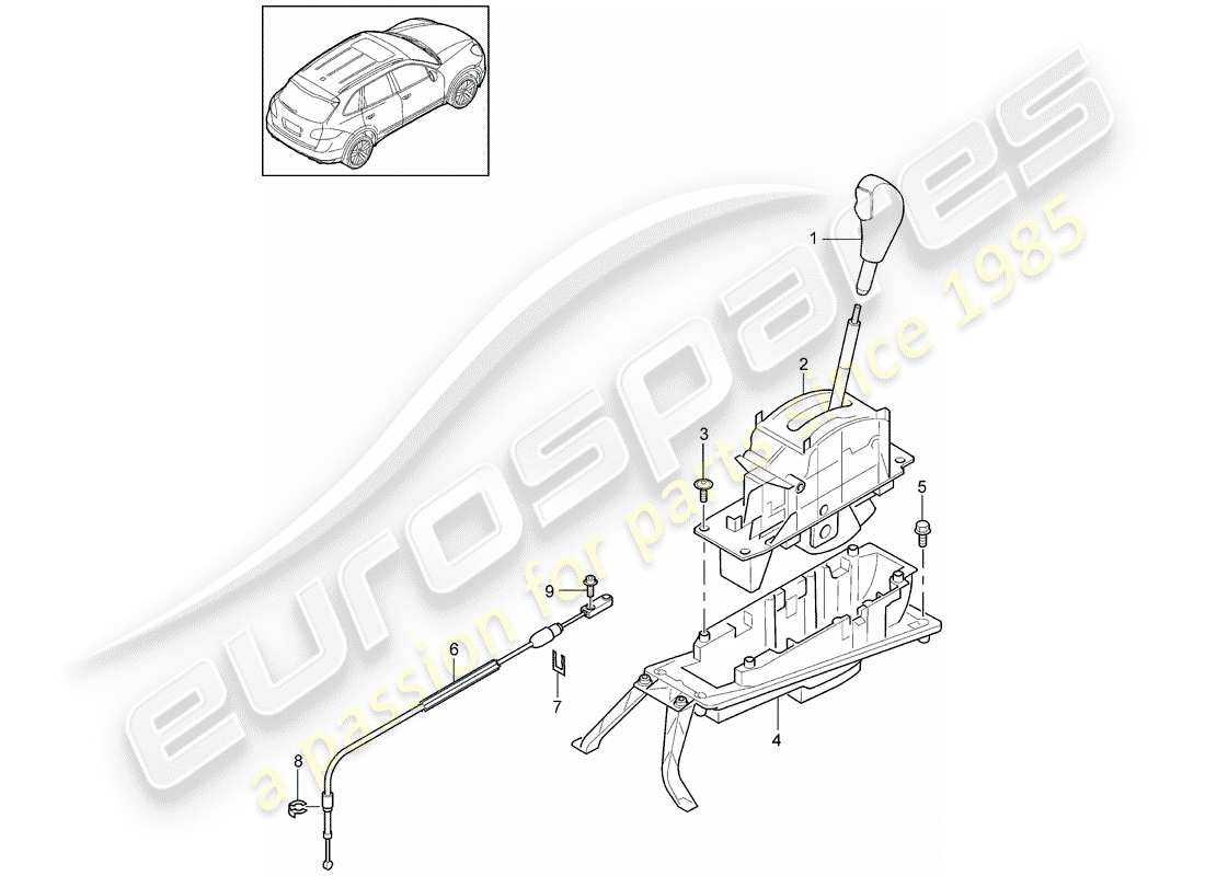 Porsche Cayenne E2 (2017) selector lever Part Diagram