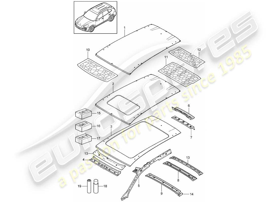 Porsche Cayenne E2 (2017) ROOF Part Diagram