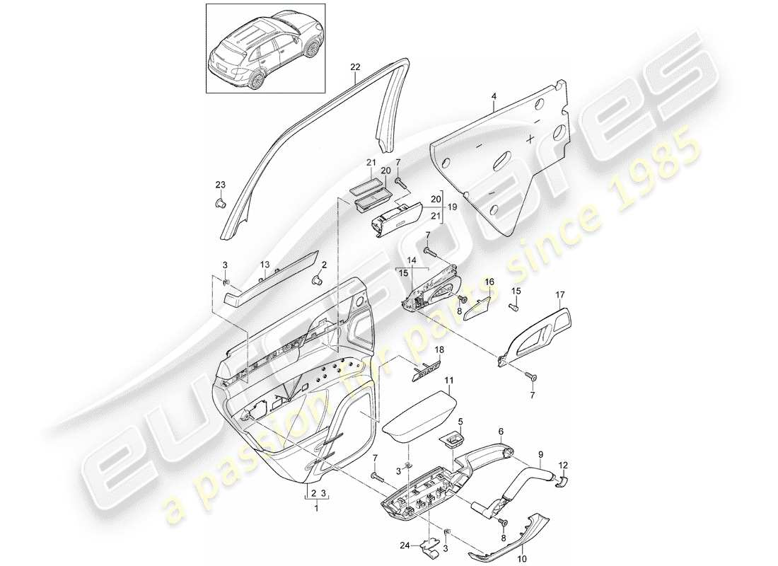 Porsche Cayenne E2 (2017) DOOR PANEL Part Diagram