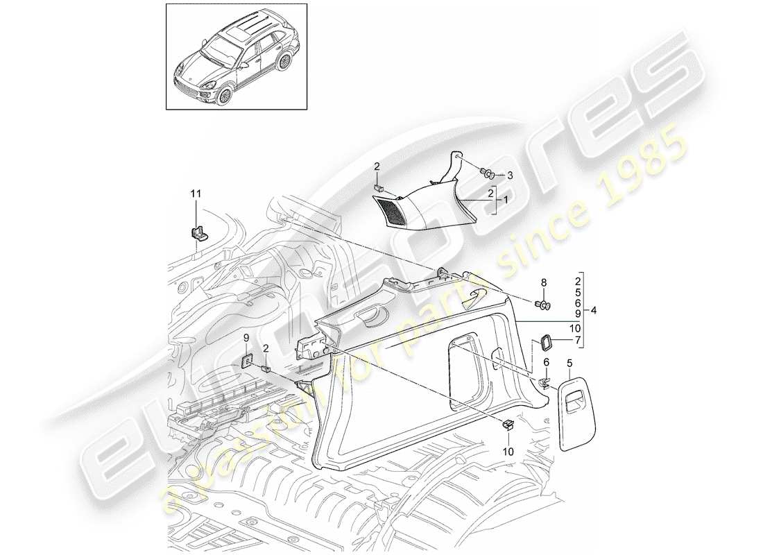 Porsche Cayenne E2 (2017) LINING Part Diagram