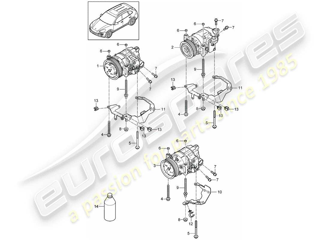 Porsche Cayenne E2 (2017) COMPRESSOR Part Diagram