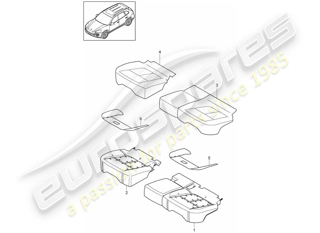 Porsche Cayenne E2 (2017) seat cushion Part Diagram