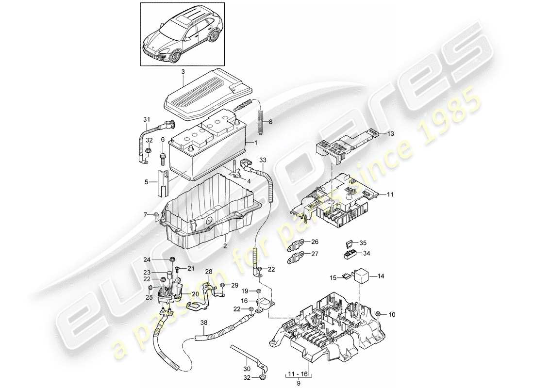 Porsche Cayenne E2 (2017) Battery Part Diagram