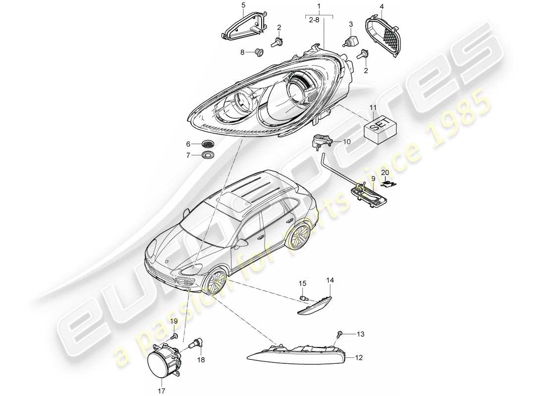 Porsche Cayenne E2 (2017) headlamp Part Diagram