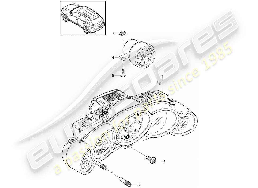 Porsche Cayenne E2 (2017) INSTRUMENT CLUSTER Part Diagram