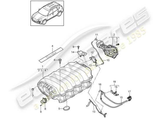 a part diagram from the Porsche Cayenne E2 (2017) parts catalogue