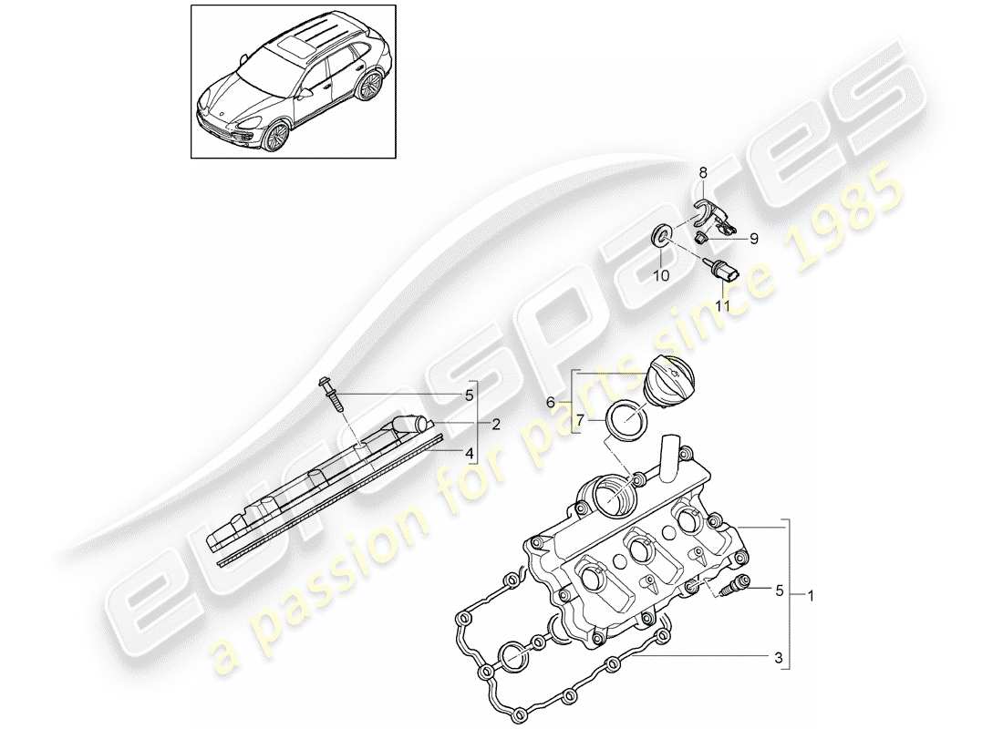 Porsche Cayenne E2 (2018) valve cover Part Diagram