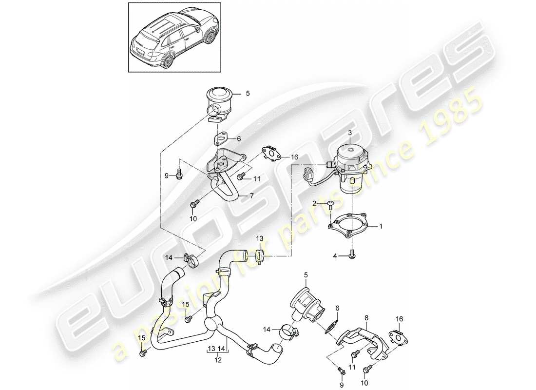 Porsche Cayenne E2 (2018) Secondary Air Pump Parts Diagram