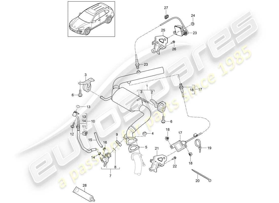 Porsche Cayenne E2 (2018) Exhaust System Part Diagram