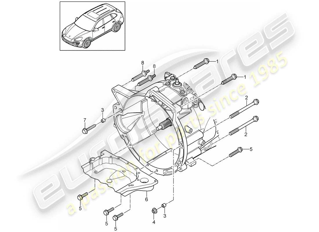 Porsche Cayenne E2 (2018) mounting parts for engine and Part Diagram