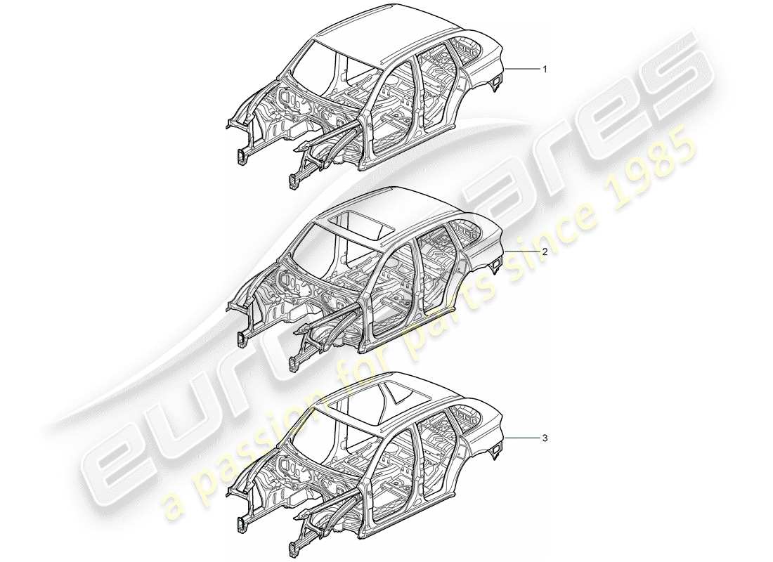 Porsche Cayenne E2 (2018) car body Part Diagram